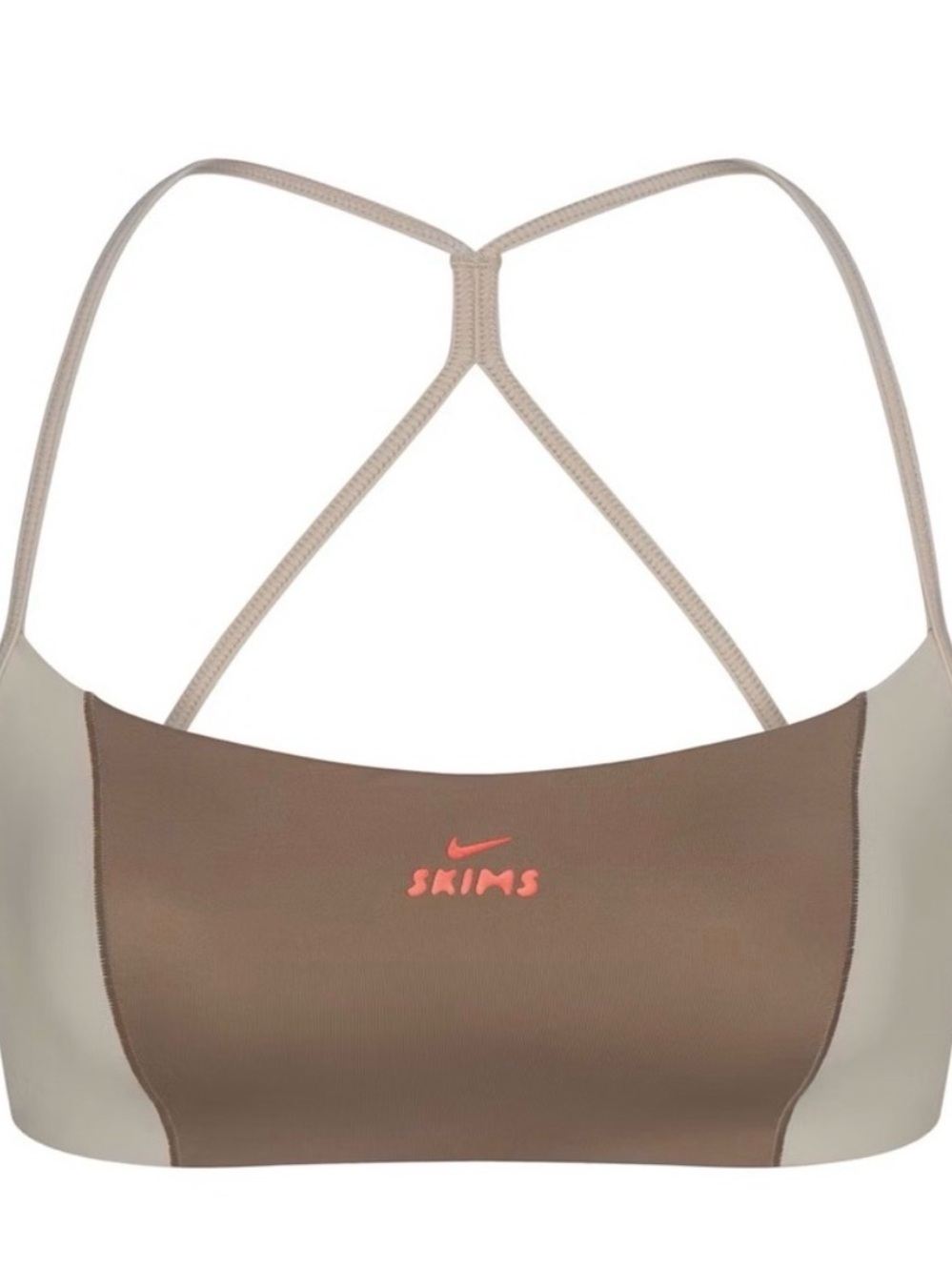Nike Skims shine color block Micro sports bra in truffle and stone Sold Out